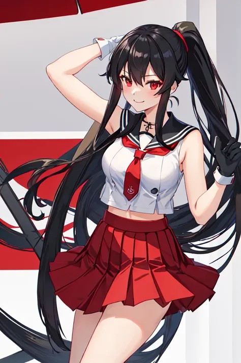 best quality, masterpiece, highres, solo, {yahagi_kantaicollection:1.15}, long_hair, black_hair, ponytail, red_eyes, sidelocks, ...