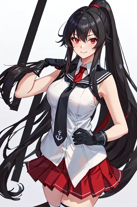 best quality, masterpiece, highres, solo, {yahagi_kantaicollection:1.15}, long_hair, black_hair, ponytail, red_eyes, sidelocks, ...