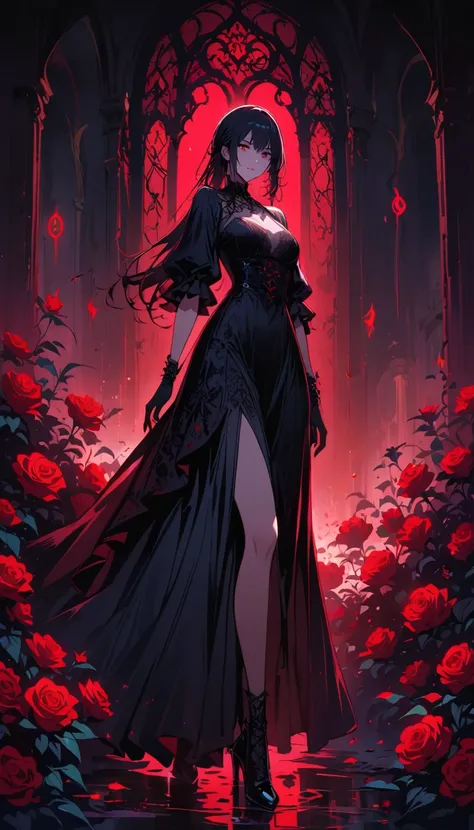 dark and mysterious,night,blood rain,gothic anime girl,let me show you the god of death!哥特式非同寻常的artistic masterpiece,heavily clo...