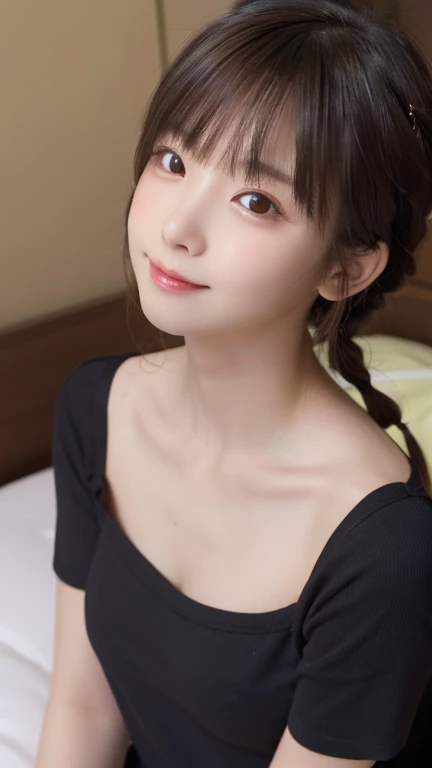 (8K、Highest quality、masterpiece:1.2)、Hotel district、Very detailed、Ultra-high resolution、A childlike smile、Innocence、 girl、Beautifully detailed face、(Slim waist) :1.3)、Braided hair、beautifully detailed skin、Skin Texture、Floating Hair、Human whole body、master...