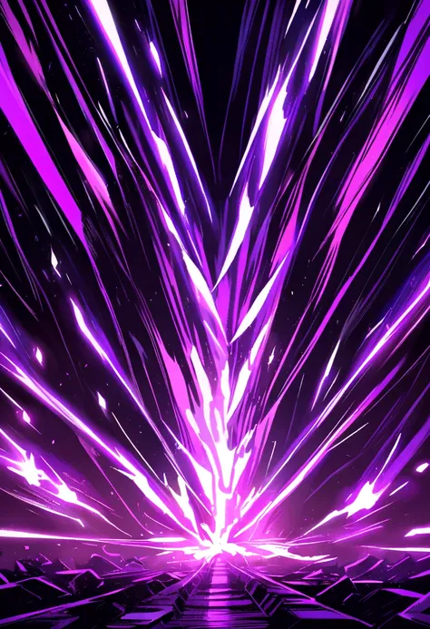 Flaming cyber rays and musical symbols with black background and strong purple colors all like an intense light