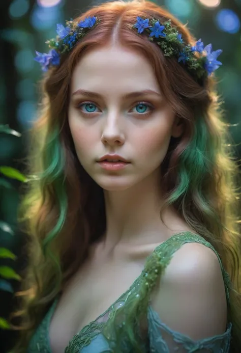 1000% ethereal fluorescent girl, extremely detailed portrait, intricate detailed eyes, incredibly detailed face, flawless porcelain skin, flowing vibrant hair, striking ethereal otherworldly beauty, exquisite delicate features, graceful elegant pose, myste...