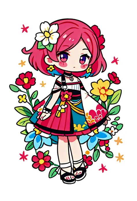 chibi with flowers