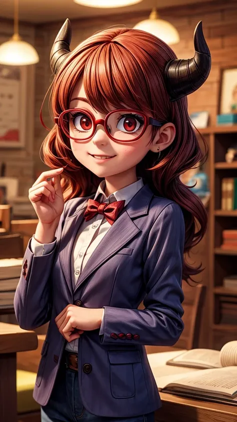 a cute devil wearing glasses