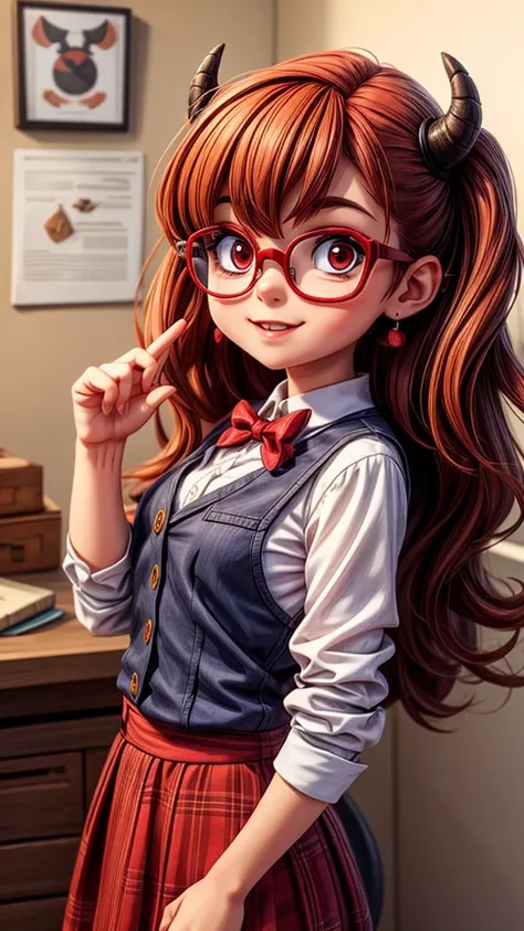 a cute devil wearing glasses