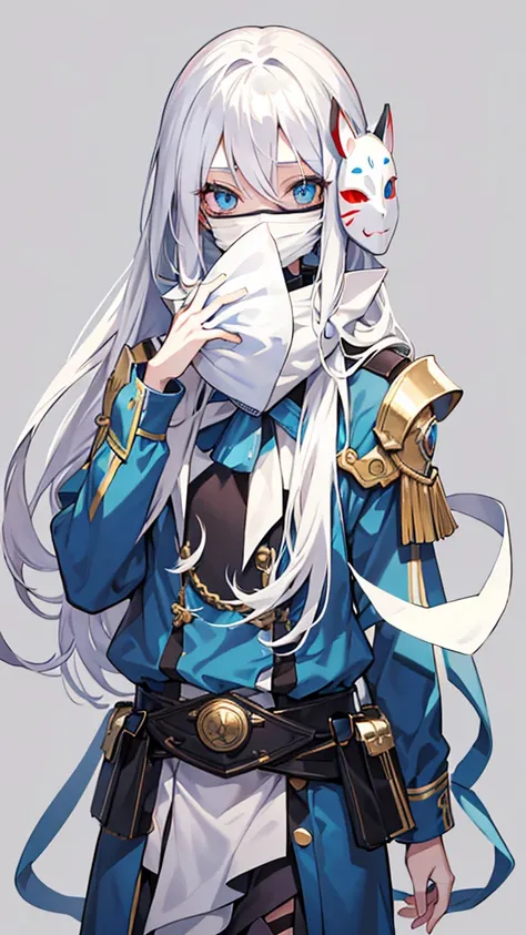 An anime girl with long white hair and blue eyes was pulling off a mask covering her face., Girls&#39; frontline style, Plow collection style, from Girls&#39; frontline, Anime style with clean details., great details. Girls&#39; frontline, Clean, detailed ...