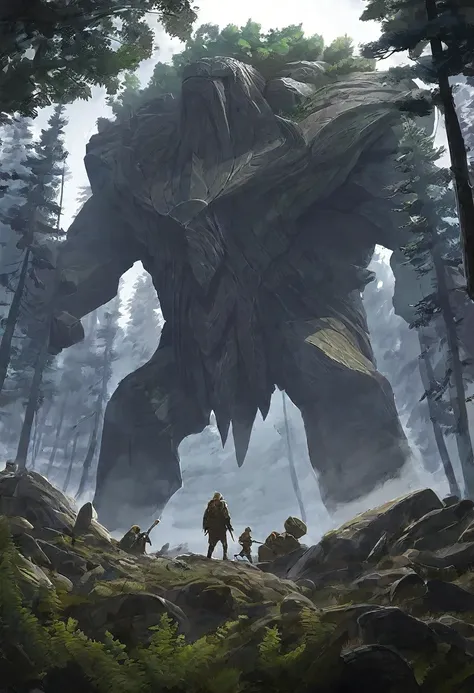 a huge creature from the forest. made by rock, earth 