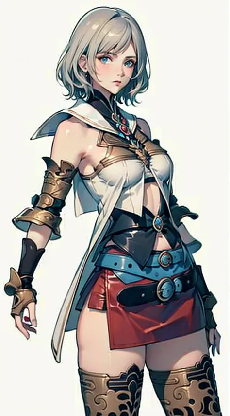 S-curve,s line,(cowboy  shot,masutepiece, of the highest quality, Best Quality, Official art, Beautiful and aesthetic:1.2), ighly detailed, Colorful,highest details,Illustrations,Everyday scenery, 1girl in, Solo, (large boob,Final Fantasy 12,Ashelia, short...