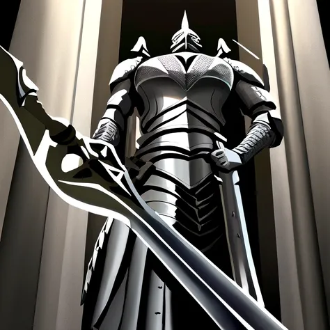 knight holding a giant sword, attack with a giant sword