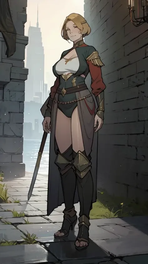 Mature female, warrior outfit, full body image