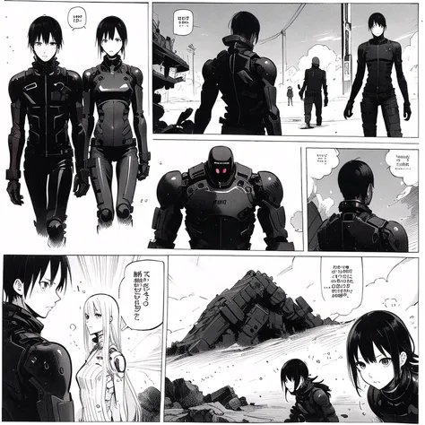 ((masterpiece)), (best quality), 
blame, tsutomu nihei, original, manga, comic, monochrome, 
cibo, cyborg, long body, 
