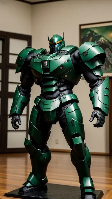 Giant, Green and black pacific Rim jaeger, very detailed, with samurai frame