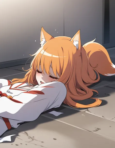 Anime orange fox girl, emotionally dead