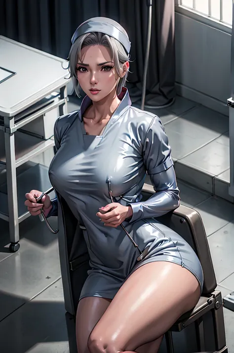 nurse uniform,hospital, latex nurse suit,nurses,busty,elbow gloves,labcoat,grey hair woman,red eyes , gigantic ,medical instruments,asian nurse,two nurses,speculum,examination room,oversize ,big ass ,strap on, lay on table ,legs spreaded,giving birth,gyno ...