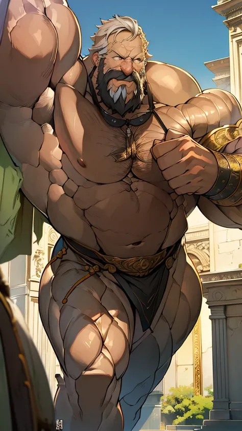 (best quality,highres,ultra-detailed,realistic:1.37),bronze statue,immense muscular old man,weathered face,wrinkled skin,strong build,expressive eyes,powerful physique,beard and mustache,life-sized,legendary figure,impressive presence,breathtaking details,...