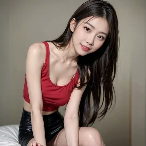 arafed asian woman wearing red mini skirt posing for a picture, a picture by Oliver Sin, trending on cg society, shin hanga, korean girl, gorgeous young korean woman, beautiful asian girl, beautiful south korean woman, gorgeous chinese model, young and cut...