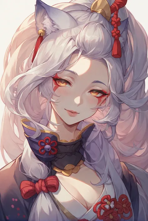 Close-up of woman in cat ear costume, detailed art of onmyoji, portrait of onmyoji, onmyoji, seductive anime girl, beautiful seductive anime woman, cute anime waifu in a nice dress, fine details.