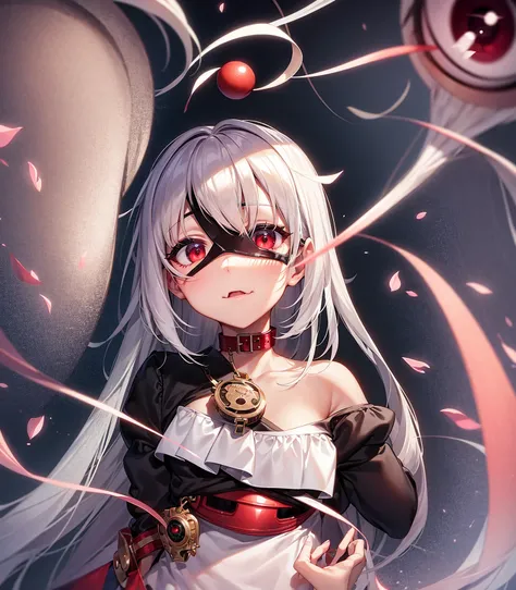 ((Red choker)),((padlock)),((Ball gag)),((((Eye mask)))),(SM),(In a naughty way),Cute little ,Tiny ,Small girl,,Childish face, Very fine clean face,Top quality, Subtle light, Soft lighting,Light from directly behind, With bust up,Front view,prison