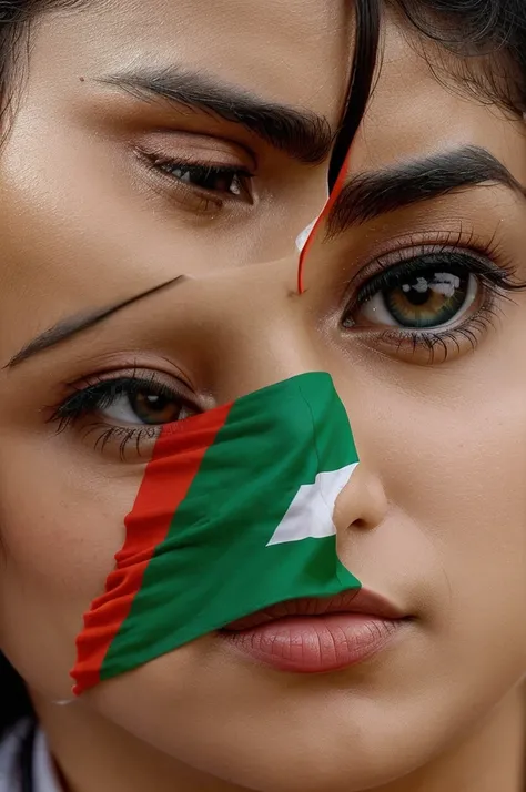 "Create an AI-generated image that symbolizes Indias support for Palestine. Incorporate elements such as the Indian and Palestinian flags, people showing solidarity, and symbols of peace and unity. The image should convey a message of empathy and support, ...