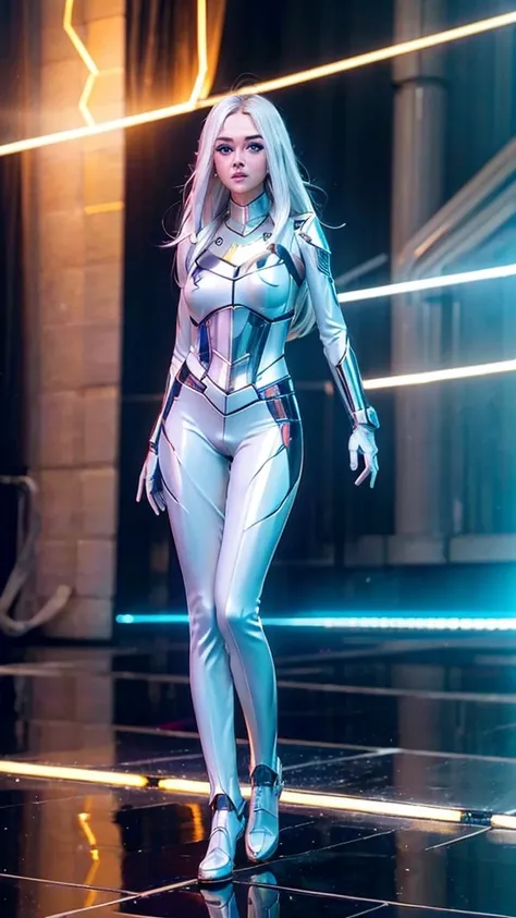 1girl, ultra realistic, ultra crisp, NVIDIA RTX, unreal engine, perfect slim body, realistic face, perfect face, realistic body, ultra skin details, ultra skin reflection details, white hair, hair blown with strong winds, hyper lights rendering, ultra deta...