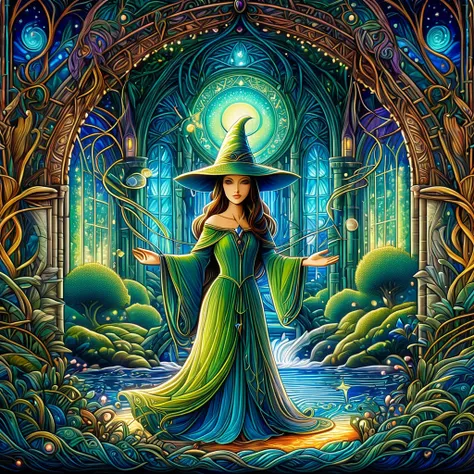 In the realm of dreams, a mystical Art Nouveau sorceress weaves threads of possibility into intricate tapestries of imagination. From fantastic landscapes to surreal creatures, every stitch brings dreams to life, Blurring the boundaries between reality and...