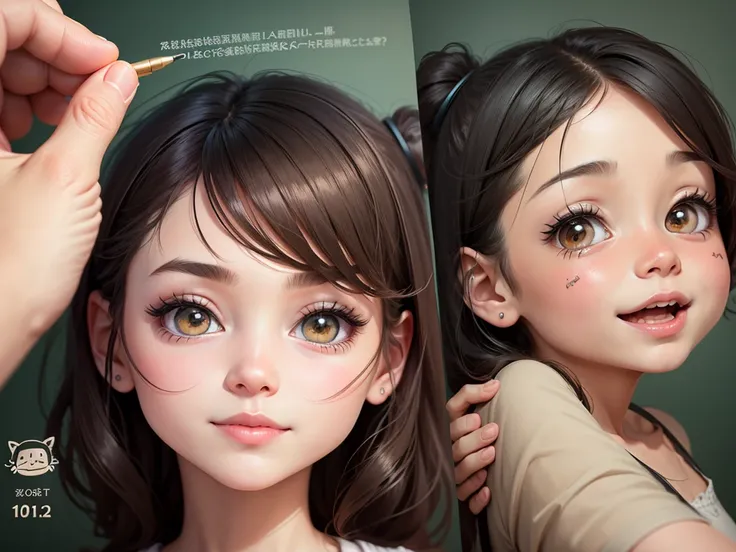 cartoon illustration,facial details,cute,number，（content1,2,3），blackboard，no one，