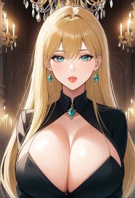 1girl, (woman), feminine body, anime, extremely detailed, hyper detailed, (broad shoulders), (PERFECT FACE), illustration, soft lighting, 2d, intricate, cowboy shot, detailed eyes, blonde hair, long hair, teal eyes, sexy, toned, black tuxedo, (outside), ca...