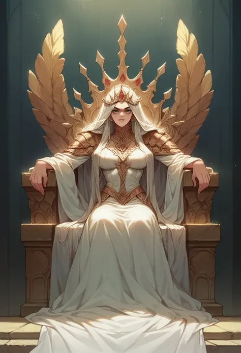 A magnificent Queen sitting on the throne, European,detailed face,25yo