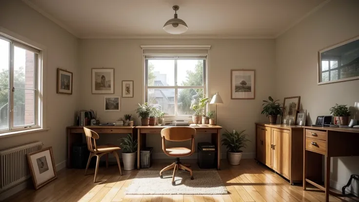 The image shows a character in a room, studying under the light of a desk lamp. There is a plant, books, and other stationery items on the table, a sleeping orange cat in the background, and an open window with a nighttime city view.

Here are some suggest...