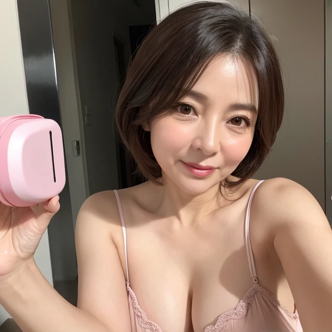 Mature Woman、cute、49 years old、blush、Embarrassed、Voluptuous、naked、Selfie、Plump lips