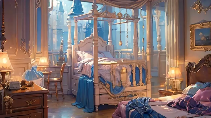 (((masterpiece))), (((best quality))), A magical dorm bedroom, dolly interior