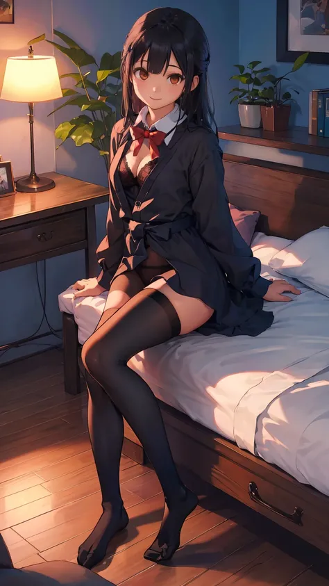 (cowboy shot:1.3),(best quality), ((masterpiece)), (highres), illustration, original, extremely detailed,dbj,1girl, (Miyu Edelfelt),loli,cameltoe,black hair,brown eyes,expressionless,book, pantyhose, long hair, shirt, no shoes, sitting, cat, plant, brown e...