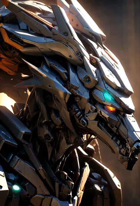 Wolf mech, robot, close up wolf , masterpiece, best quality, concept design art octane render, 3D rendering character art 8k, concept art Octane rendering, --Rainbow 5