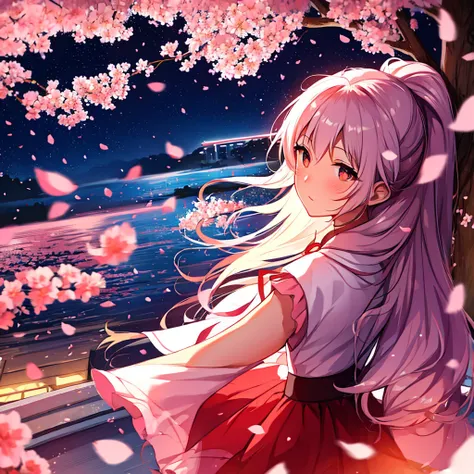 to you, cherry blossoms at night