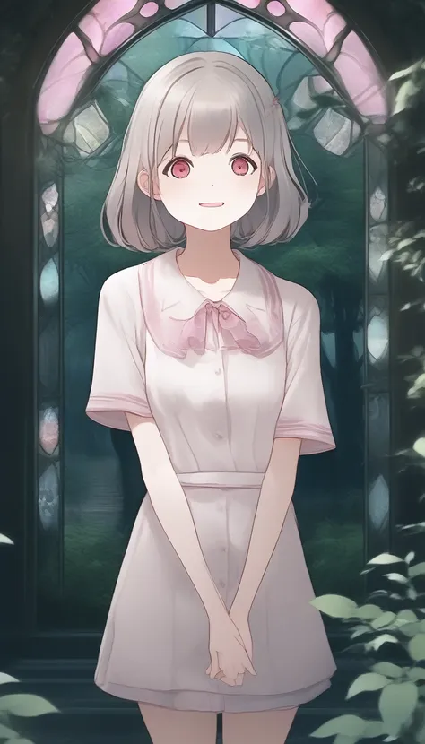 score_9, score_8_up, score_7_up, score_6_up, score_5_up, score_4_up, source_anime, beautiful and cute woman, innkeeper, playing with squirrels, long face, silvery bob cut, blunt bangs, droopy eyes, smirk, pink cheeks, in a dim forest, faint moonlight, inn ...