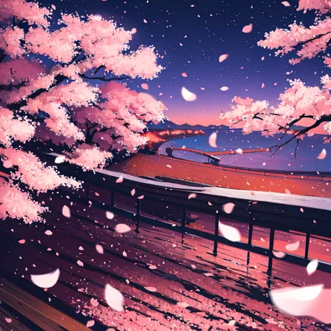 cherry blossoms at night