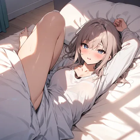 masterpiece,High school girl lying on bed,morning