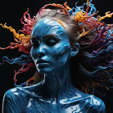 sexy ultra detailed artistic photography of a beautiful colorful beautiful woman: black ink flow: 8k resolution photorealistic masterpiece: by aaron horkey and jeremy mann: intricately detailed fluid gouache painting: by jean baptiste mongue: calligraphy: ...