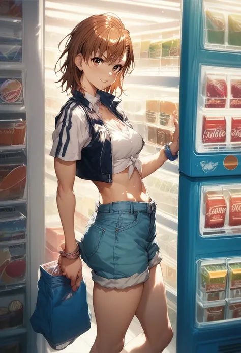 Misaka Mikoto kicks a vending machine