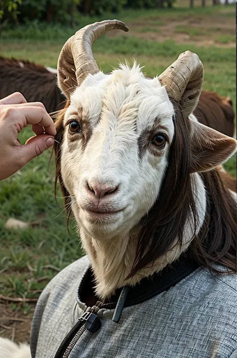 goat playing on cellphone