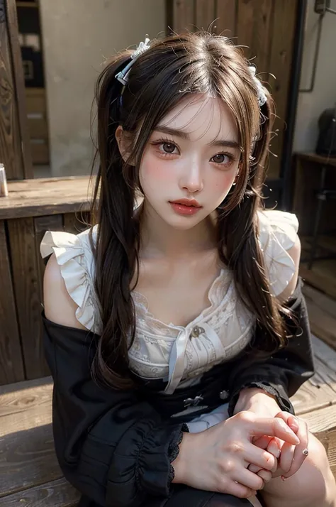 (Highest quality, masterpiece:1.3), ((Beautifully detailed face)), beautifully detailed skin, Intricate details, Very detailed, Best image quality in 8K, (18-year-old girl),Japanese Girls,Baby Face,(Detailed Hair,Twin tails:1.4,Black Hair),Detailed lips,Op...