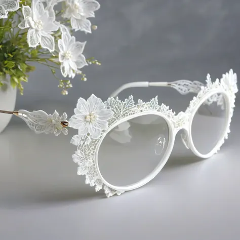 white laceで出来た眼镜, beautiful lace glasses, lace glasses for room decoration, indoor, white lace, very delicate lace, best quality...