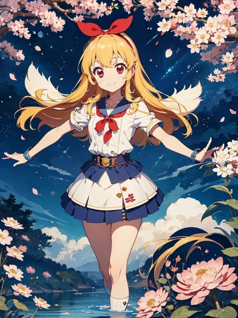 Solitary, 1 girl, Keep, arms, , sword, cape, armor, warrior刀, helmet, Gloves, sheath, japanese armor:1.5, armor:1.5, warrior:1.5，Cherry Blossoms，Cherry blossom petals flying background（（（masterpiece）））， （（best quality））， （（Intricate details））（8K）,hoshimiya...