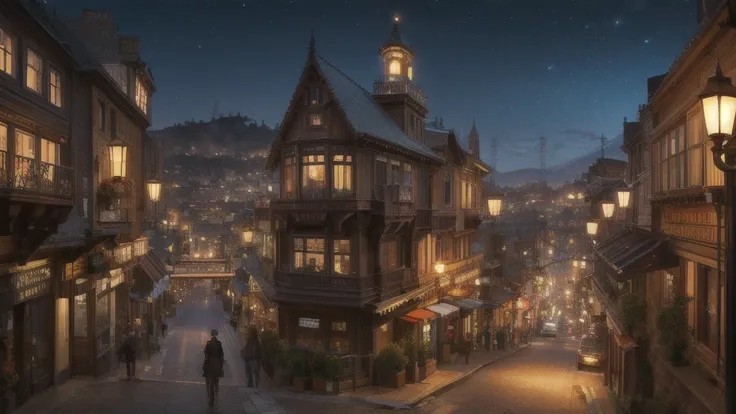 steampunk,Town,Futuristic,sf,night