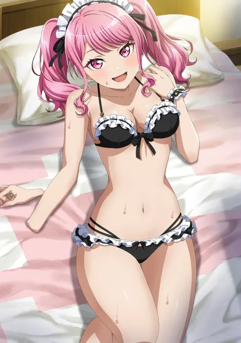 1girl,maruyama aya,{{bang dream!}},{{official art}}, highly detailed,best quality, clear lines,slightly large breasts, censored, mosaic censoring, seductive smile, fun,open mouth, solo focus, sweat, looking at viewer, bangs, collarbone, seductive smile, fu...