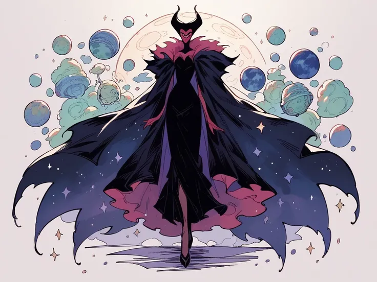 Manga cover Entity cosmic woman stars maleficent nebula dark cloak dark skin giant dark dress white details holding a planet Earth universe title multiverse volume 1 Assunção Entity