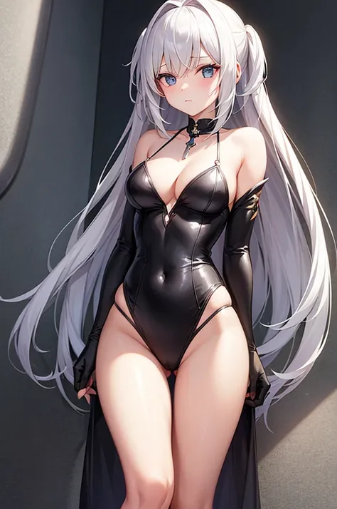 She&#39;s wearing a cute swimsuit、Showing the whole body、Create a front-facing appearance、Show me your toes、No weird poses necessary. Standing tall is fine. Make it clear so the details of the face are visible.,Stand up