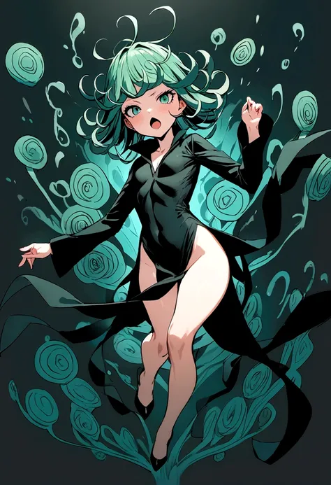 masterpiece,1girl,solo ,open mouth, fullbody, skirt, ((tatsumaki))