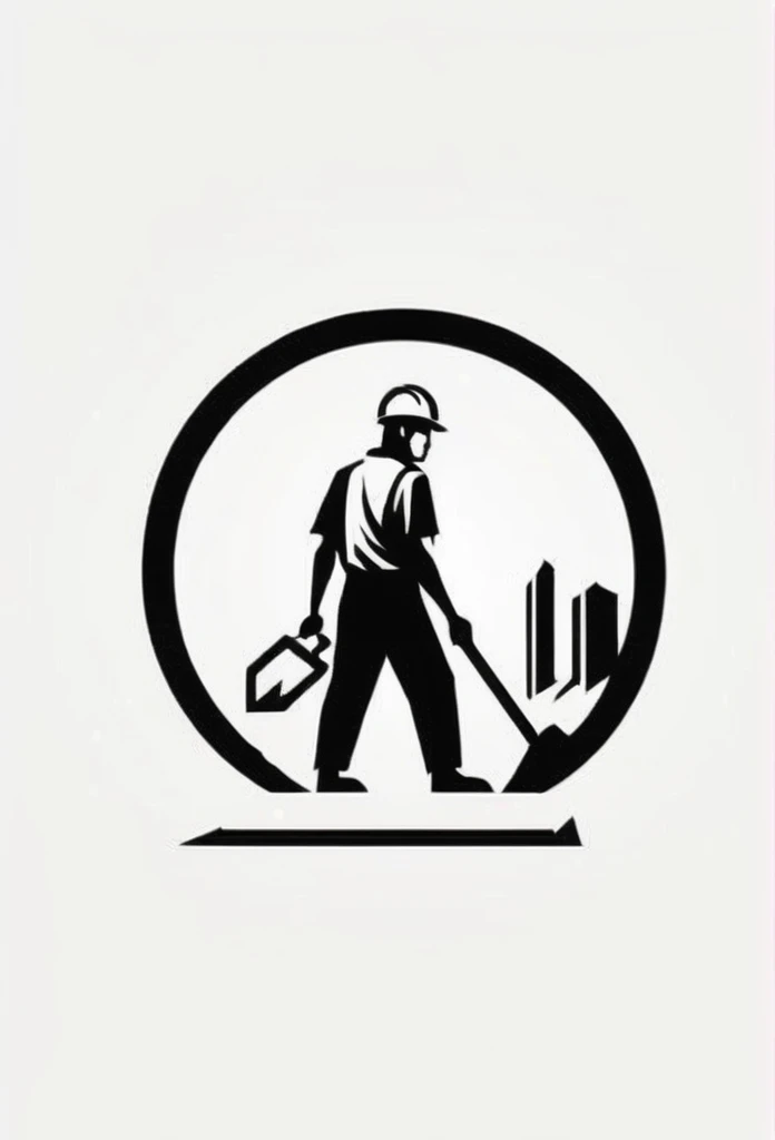 A stylish logo for a Japanese building construction company
　
On the logo、A cool, chic and modern design featuring people doing chipping work. The monochrome background is pure white.