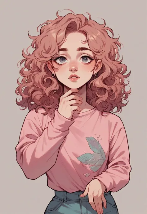 I want a very vain character that I really like, who has makeup on and has her holding her hand in pink clothes and with curly hair. 
